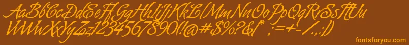 AlmondScriptAlt-Schriftart – Orangefarbene Schriften auf braunem Hintergrund