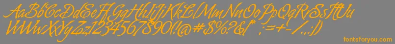 AlmondScriptAlt-Schriftart – Orangefarbene Schriften auf grauem Hintergrund