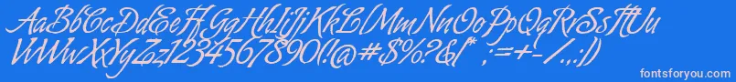 Fonte AlmondScriptAlt – fontes rosa em um fundo azul