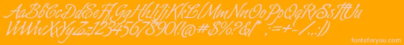 Fonte AlmondScriptAlt – fontes rosa em um fundo laranja