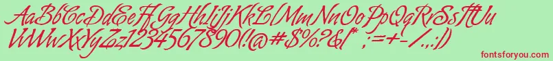 AlmondScriptAlt Font – Red Fonts on Green Background
