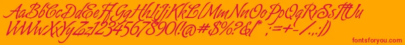 AlmondScriptAlt Font – Red Fonts on Orange Background