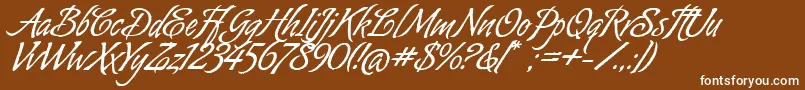 Fonte AlmondScriptAlt – fontes brancas em um fundo marrom
