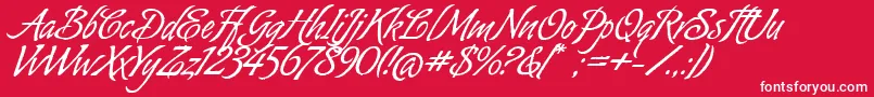 AlmondScriptAlt-Schriftart – Weiße Schriften auf rotem Hintergrund