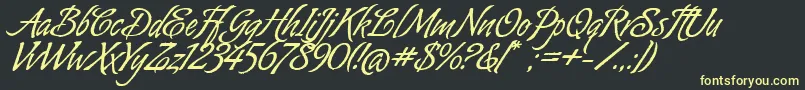 フォントAlmondScriptAlt – 黒い背景に黄色の文字