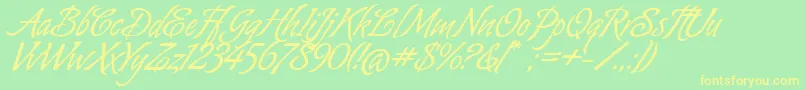 AlmondScriptAlt Font – Yellow Fonts on Green Background