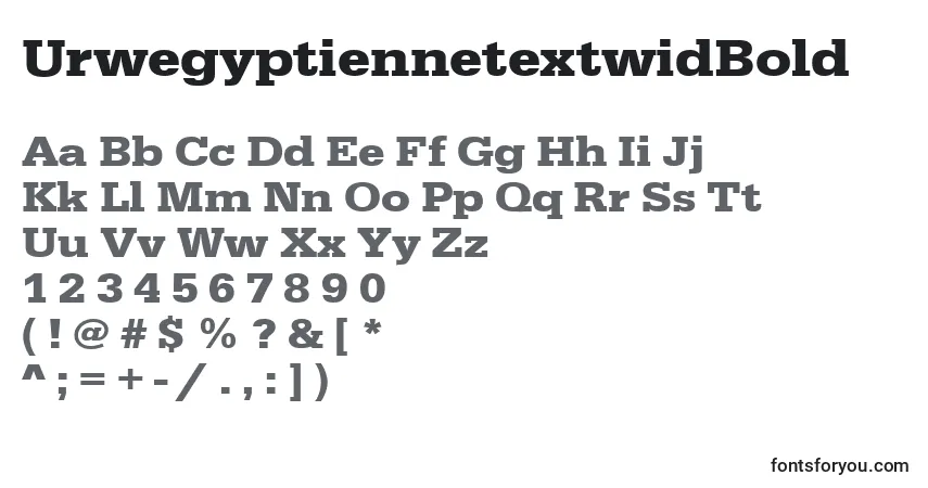 A fonte UrwegyptiennetextwidBold – alfabeto, números, caracteres especiais