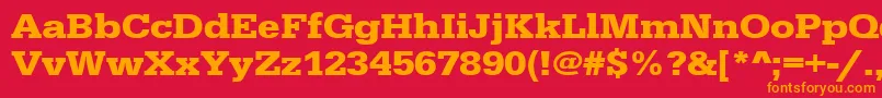 UrwegyptiennetextwidBold-Schriftart – Orangefarbene Schriften auf rotem Hintergrund