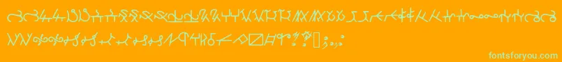 Weitere Informationen zur HighschoolRunes-Schriftart HighschoolRunes-Schriftart – Grüne Schriften auf orangefarbenem Hintergrund