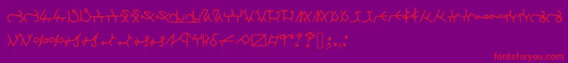 フォントHighschoolRunes – 紫の背景に赤い文字