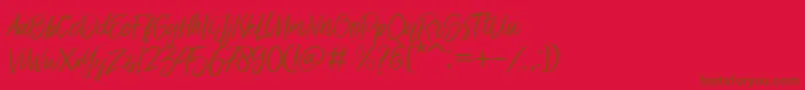 Bringshoot-Schriftart – Braune Schriften auf rotem Hintergrund