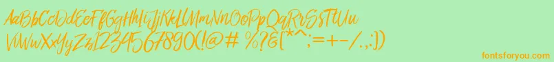 Bringshoot-Schriftart – Orangefarbene Schriften auf grünem Hintergrund