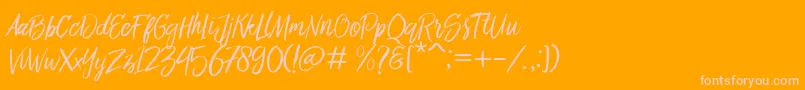 Bringshoot-Schriftart – Rosa Schriften auf orangefarbenem Hintergrund