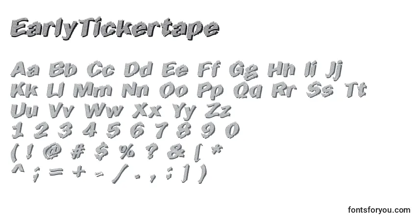 EarlyTickertape Font – alphabet, numbers, special characters