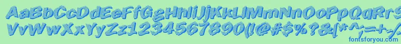 EarlyTickertape-Schriftart – Blaue Schriften auf grünem Hintergrund