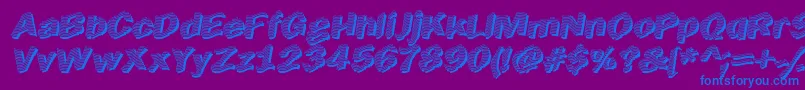 EarlyTickertape-Schriftart – Blaue Schriften auf violettem Hintergrund