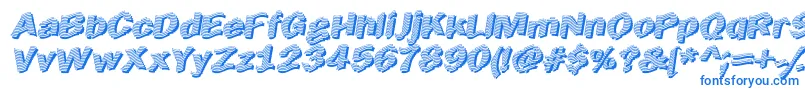 EarlyTickertape-Schriftart – Blaue Schriften auf weißem Hintergrund