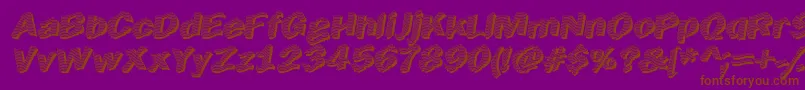 EarlyTickertape-Schriftart – Braune Schriften auf violettem Hintergrund