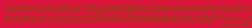 EarlyTickertape-Schriftart – Braune Schriften auf rotem Hintergrund