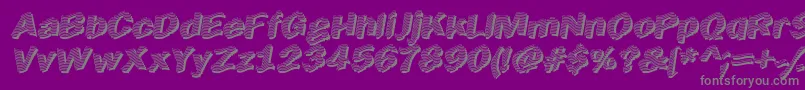 EarlyTickertape-Schriftart – Graue Schriften auf violettem Hintergrund