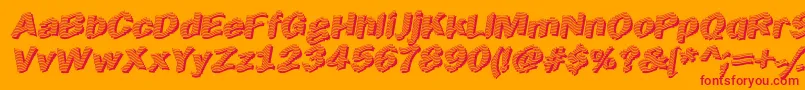 EarlyTickertape-Schriftart – Rote Schriften auf orangefarbenem Hintergrund