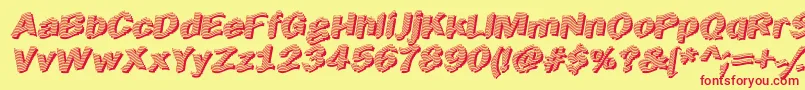 EarlyTickertape Font – Red Fonts on Yellow Background