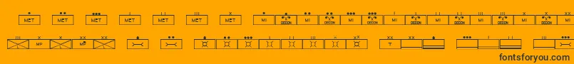 Шрифт EsriMilsym03 – чёрные шрифты на оранжевом фоне