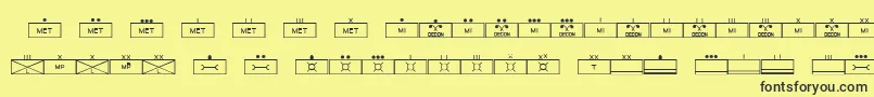 フォントEsriMilsym03 – 黒い文字の黄色い背景