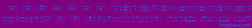 フォントEsriMilsym03 – 紫色の背景に青い文字