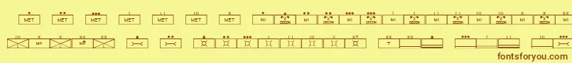 フォントEsriMilsym03 – 茶色の文字が黄色の背景にあります。