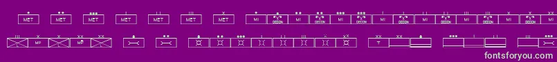 フォントEsriMilsym03 – 紫の背景に緑のフォント