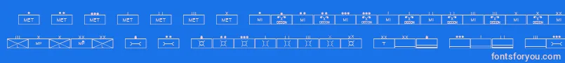 フォントEsriMilsym03 – ピンクの文字、青い背景