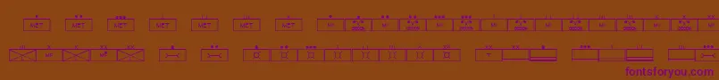 EsriMilsym03-fontti – violetit fontit ruskealla taustalla