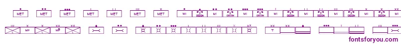 EsriMilsym03-fontti – violetit fontit valkoisella taustalla