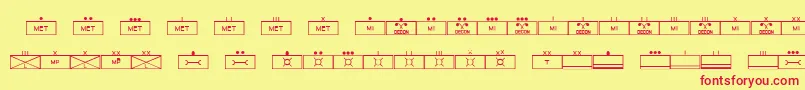 フォントEsriMilsym03 – 赤い文字の黄色い背景