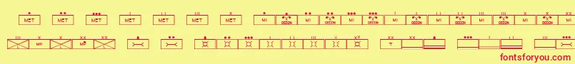 Fonte EsriMilsym03 – fontes vermelhas em um fundo amarelo