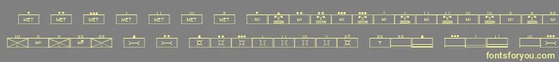 Fonte EsriMilsym03 – fontes amarelas em um fundo cinza