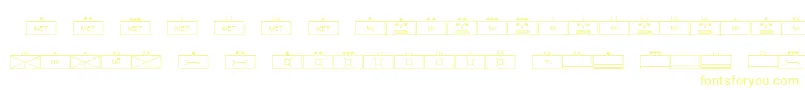 EsriMilsym03-fontti – keltaiset fontit valkoisella taustalla