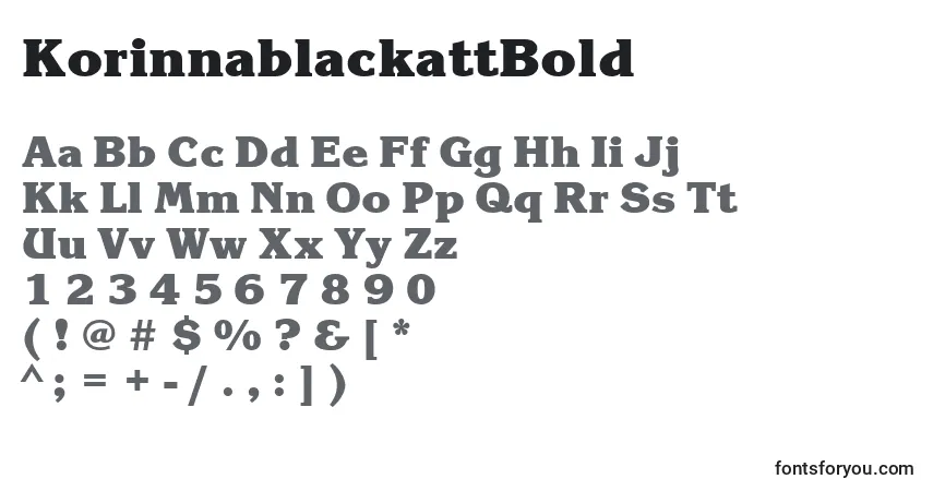 A fonte KorinnablackattBold – alfabeto, números, caracteres especiais