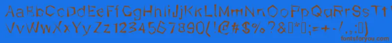 Kungfool-Schriftart – Braune Schriften auf blauem Hintergrund