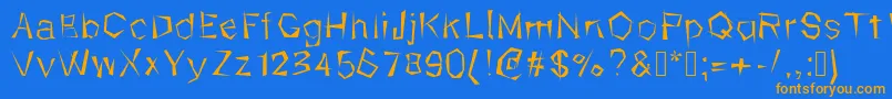 Kungfool-Schriftart – Orangefarbene Schriften auf blauem Hintergrund