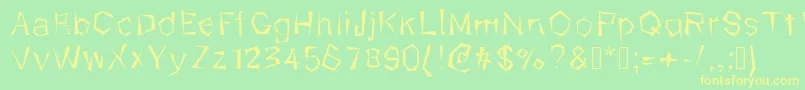 フォントKungfool – 黄色の文字が緑の背景にあります