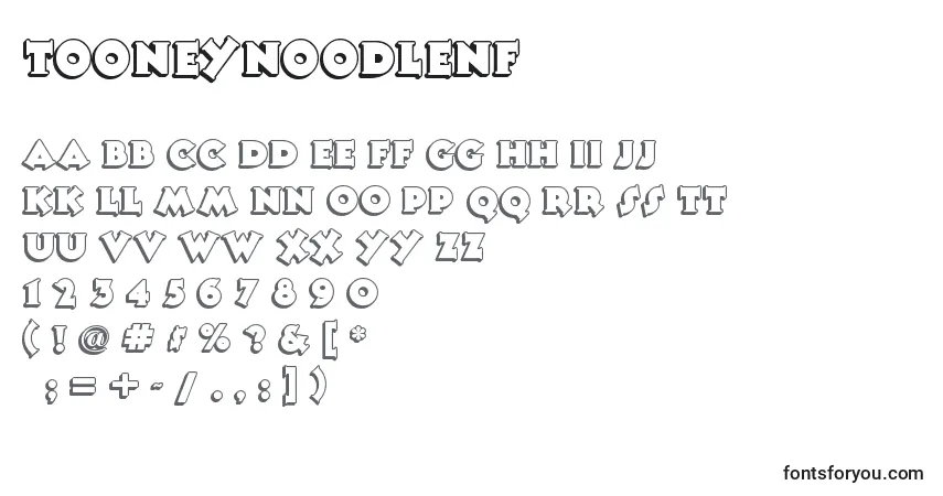 Czcionka Tooneynoodlenf – alfabet, cyfry, specjalne znaki