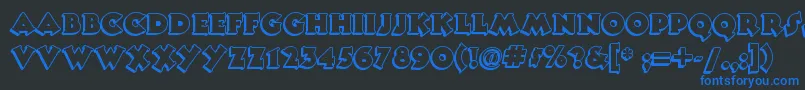 Tooneynoodlenf Font – Blue Fonts on Black Background