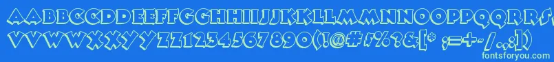 Tooneynoodlenf Font – Green Fonts on Blue Background