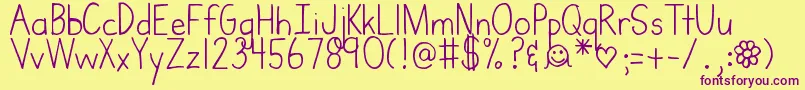 DjbMrswebster Font – Purple Fonts on Yellow Background