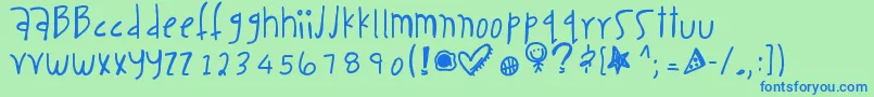 Caseaddiction Font – Blue Fonts on Green Background