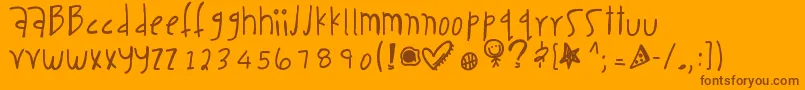Caseaddiction-Schriftart – Braune Schriften auf orangefarbenem Hintergrund