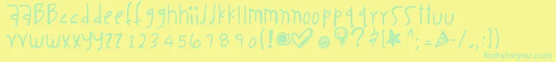 Weitere Informationen zur Caseaddiction-Schriftart Caseaddiction-Schriftart – Grüne Schriften auf gelbem Hintergrund