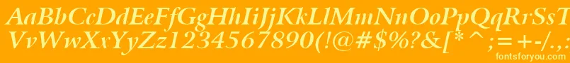 BitstreamArrusBoldItalicBt-Schriftart – Gelbe Schriften auf orangefarbenem Hintergrund